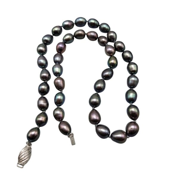 14K Gold Clasp Peacock Tahitian Baroque Pearl Necklace 16" Multi-Color Iridescen - Picture 2 of 11